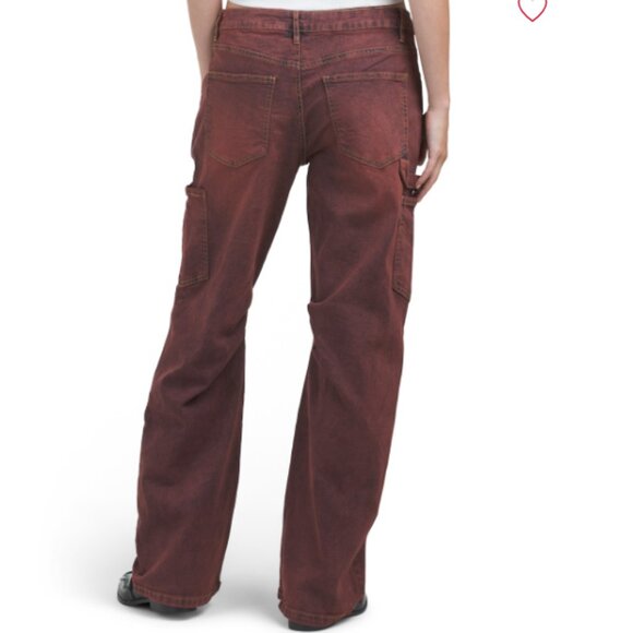 NEW MADDEN GIRL Barrel Leg Garment Dyed Jeans in ruby for women 7252j7 - Picture 2 of 5